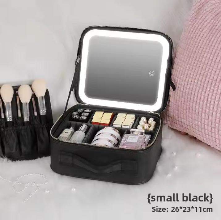 Travel Makeup Bag with LED Mirror